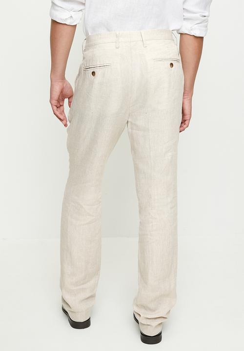 POLO - Wayne custom fit linen trouser - stone