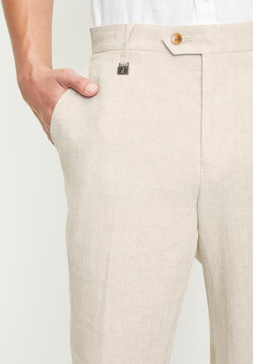 POLO - Wayne custom fit linen trouser - stone