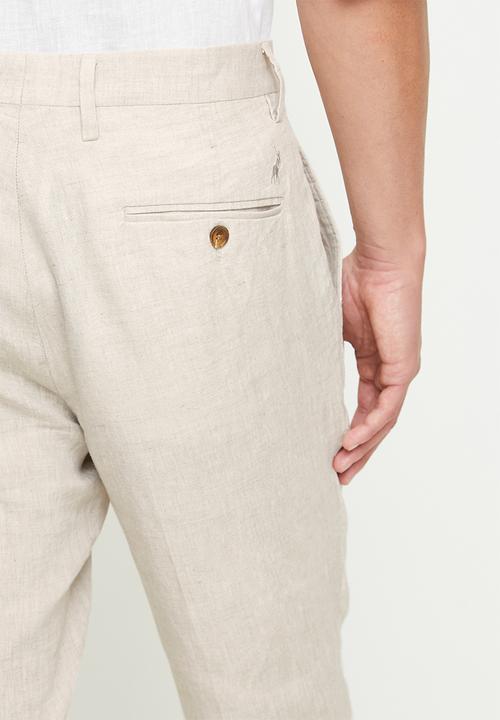 POLO - Wayne custom fit linen trouser - stone