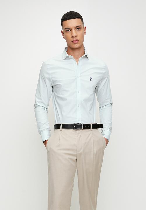 POLO - Christian essential slim fit ls shirt - pale blue