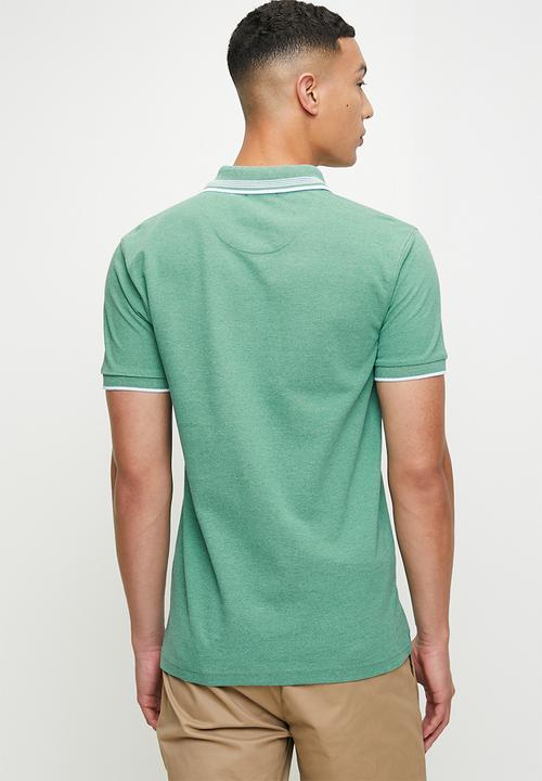 POLO - Bernard short sleeveless tipped melange golfer - aqua