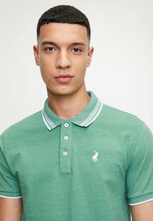 POLO - Bernard short sleeveless tipped melange golfer - aqua