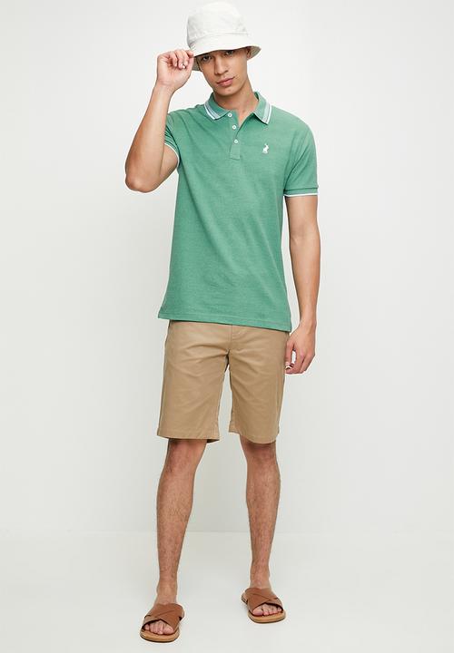 POLO - Bernard short sleeveless tipped melange golfer - aqua