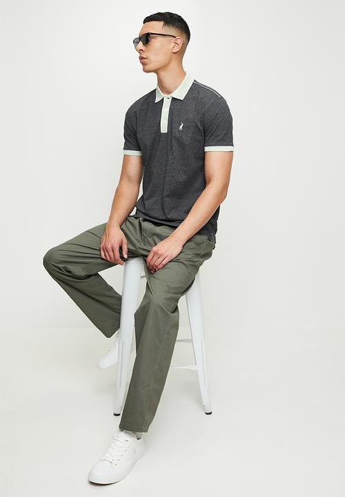 POLO - Vishnu contrast collar piping ss golfer - charcoal melange