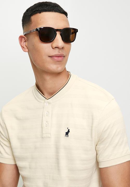 POLO - Benton jacquard short sleeve golfer - stone