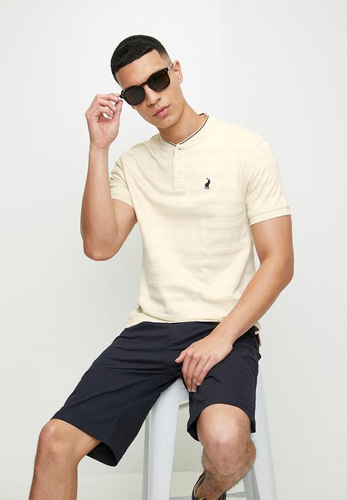 POLO - Benton jacquard short sleeve golfer - stone