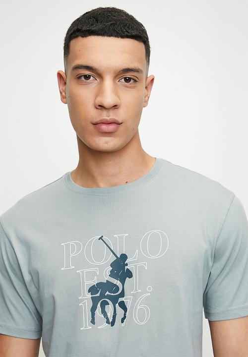 POLO - Brock logo print ss t-shirt - blue