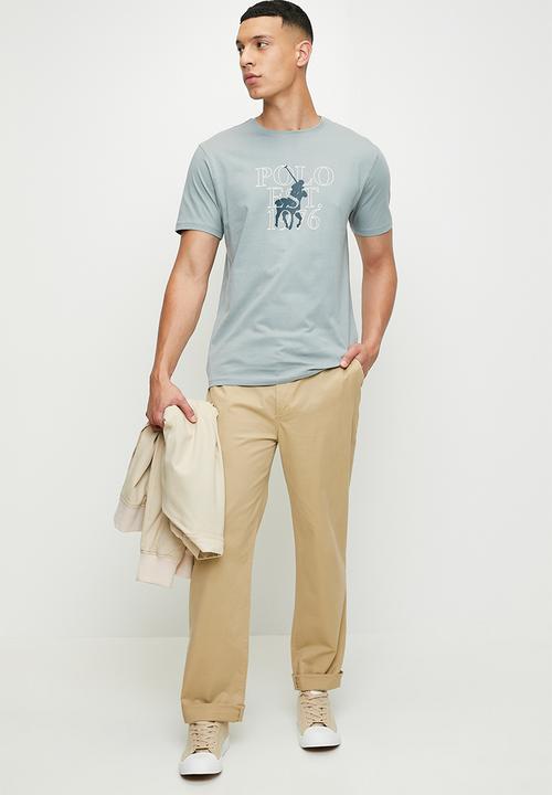 POLO - Brock logo print ss t-shirt - blue