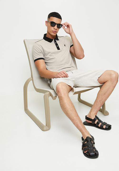 POLO - Vishnu contrast collar piping short sleeve golfer - stone