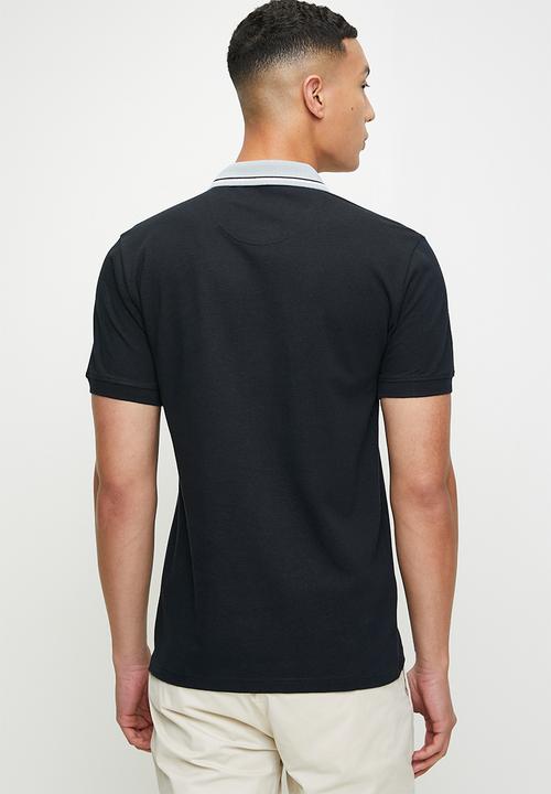 POLO - Ashton plain pique short sleeve contrast placket golfer - navy