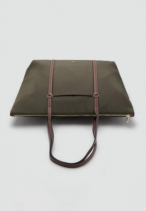 MANGO - Cobalt tote bag - brown/khaki