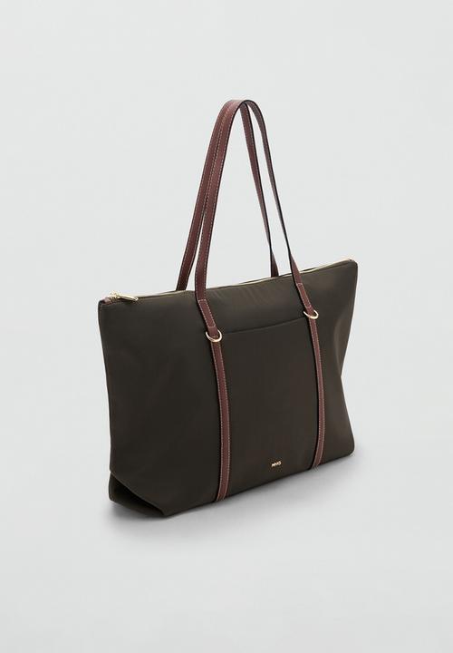 MANGO - Cobalt tote bag - brown/khaki