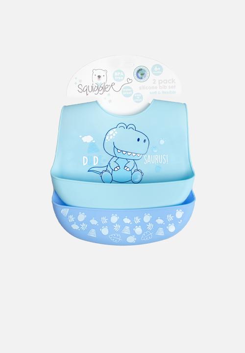 Character Group - 2pk dino silicone bibs - blue