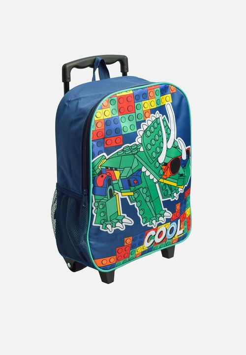 Character Group - Dino blocks trolley bag - blue & green