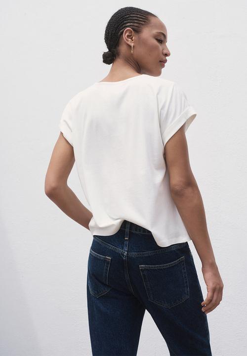 MANGO - T-shirt volin - white