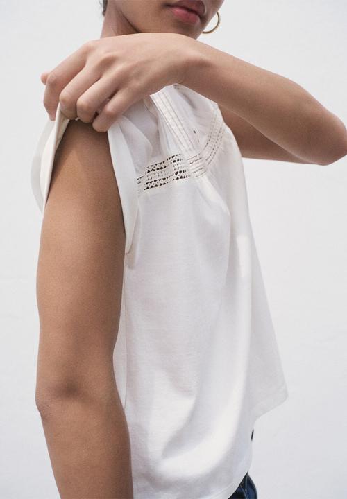 MANGO - T-shirt volin - white