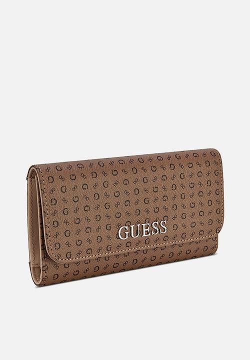 GUESS - Abbas Sling Slim Clutch Bag- Brown