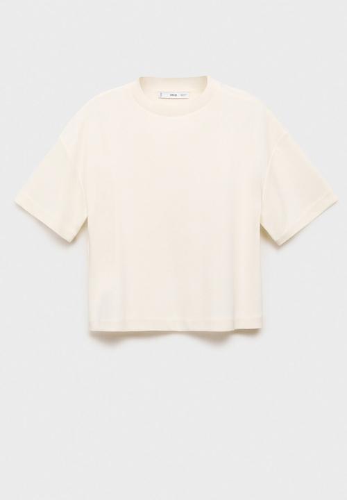 MANGO - Camiseta pico - light beige