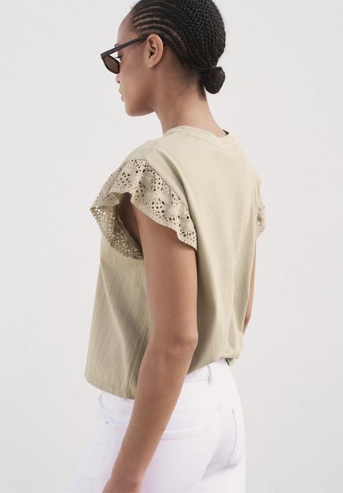 MANGO - T-shirt voli - mid-beige