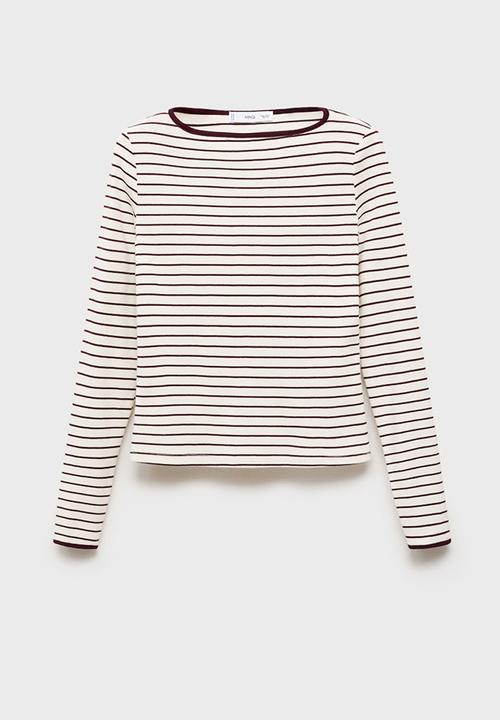MANGO - Camiseta porta - dark red & white