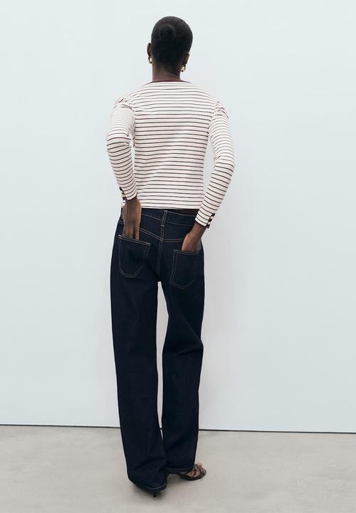 MANGO - Camiseta porta - dark red & white