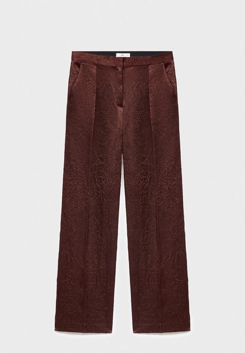 MANGO - Trousers flor -  dark brown