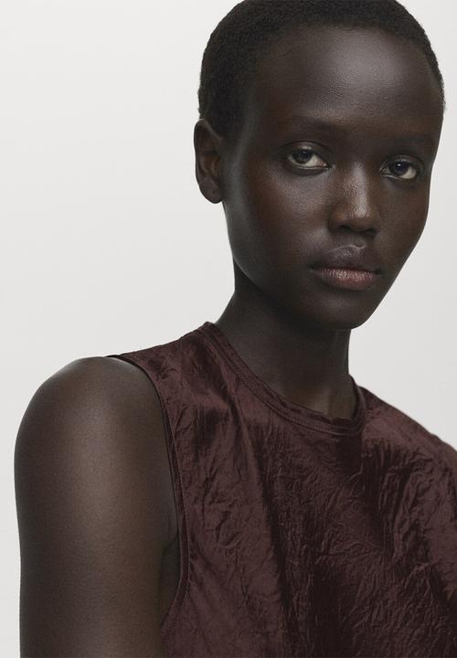 MANGO - Blusa raida - dark brown