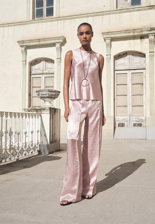 MANGO - Blusa raida - light pastel pink