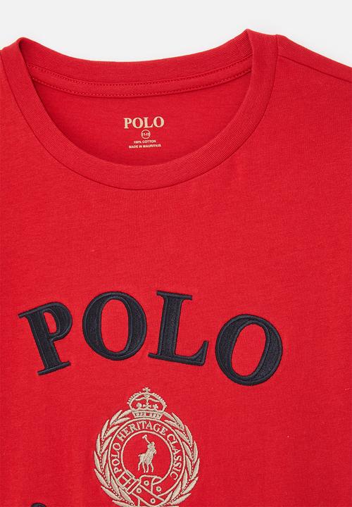 POLO - Boys logan crested short sleeve tee - samba red