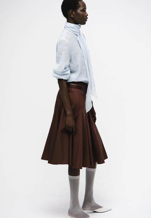 MANGO - Blouse brown - mid-blue