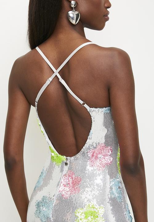 SISSY BOY - Scoop Neck Maxi Dress With Slit Details - Silver Multi