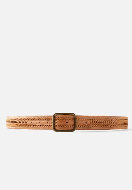 Cotton On - Snake Bite Braided Belt - Tan/Burnished Gold