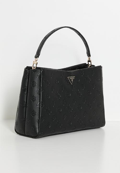 GUESS - Ahb Tisha Large Girlfriend Satchel Bag - Black Logo