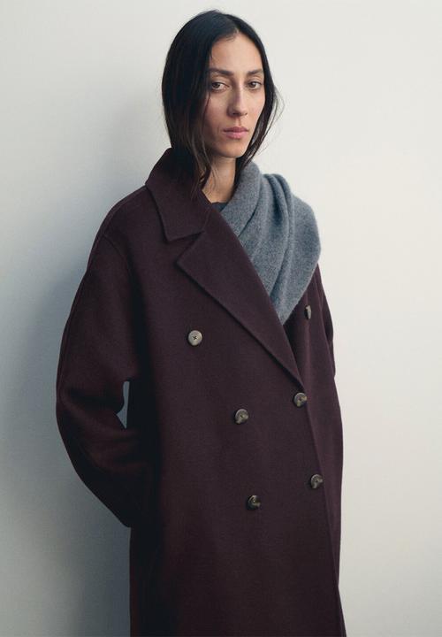 MANGO - Abrigo picarol - dark red