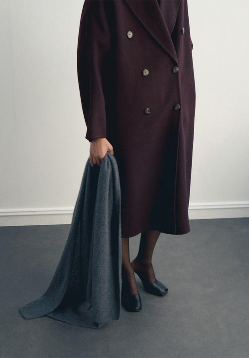 MANGO - Abrigo picarol - dark red