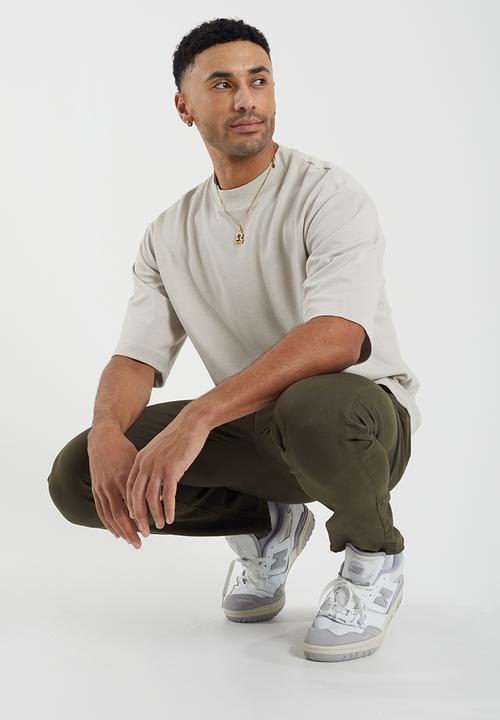 Brave Soul - Crew Mock Neck  Tee - Light Grey