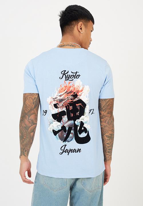 Brave Soul - Crew Neck Short Sleeve Tee  - Cloud Blue / Multi-Colour Print