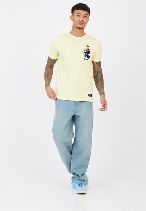 Brave Soul - Crew Neck Short Sleeve Tee  - Citric / Multi-Colour Print