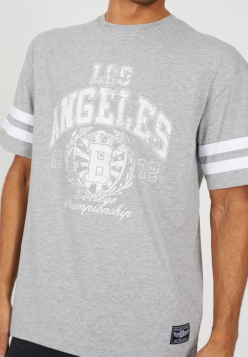 Brave Soul - Relaxed Fit Crew Neck T-Shirt - Lt Grey Marl
