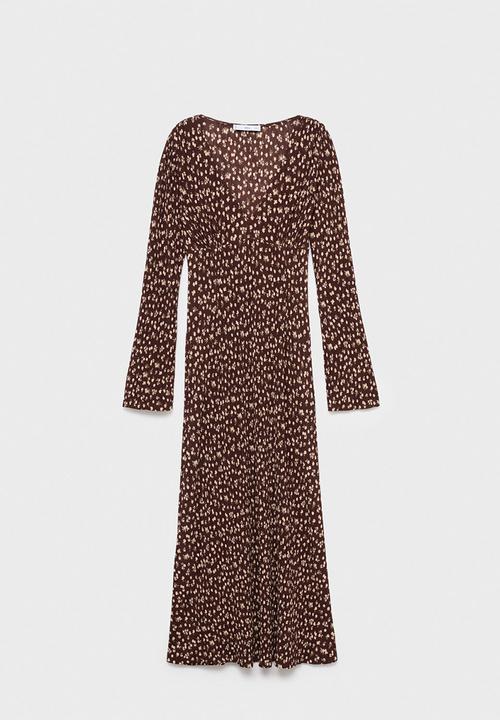 MANGO - Dress pome  - brown