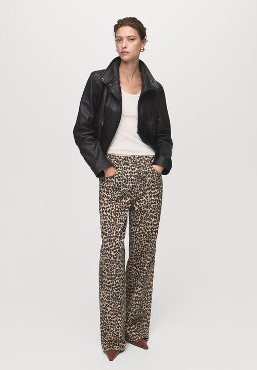 MANGO - Jeans leopard - brown