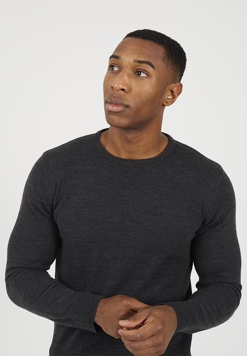 Brave Soul - Crew Neck Jumper - Dark Charcoal Marl