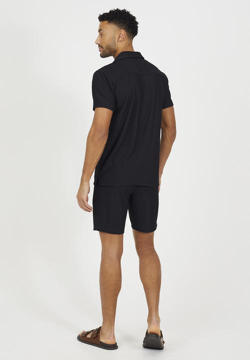 Brave Soul - Revere Collar Shirt- Jet Black
