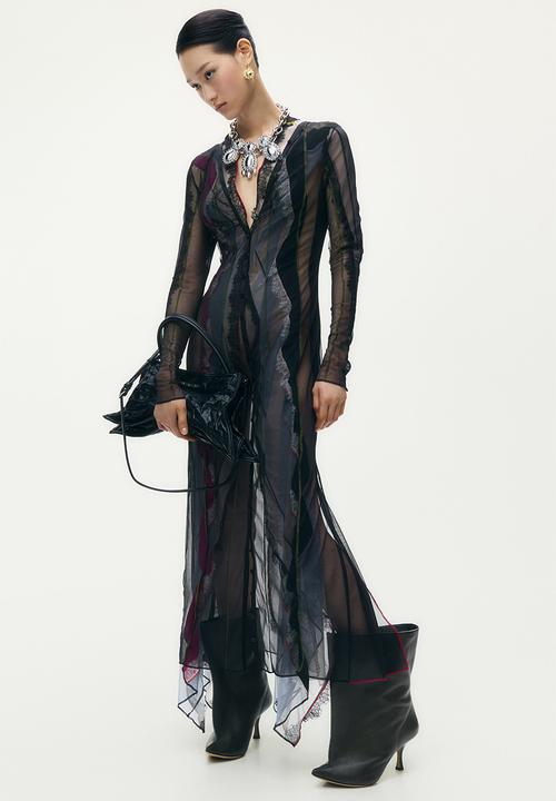 Glenn Martens H&M: Layered mesh dress - black - 1298164001