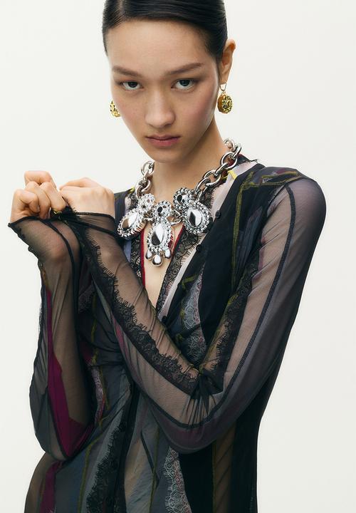 H&M - Glenn Martens H&M: Layered mesh dress - black