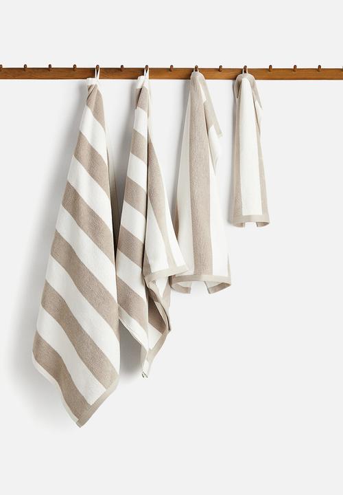 H&M - Striped hand towel - beige