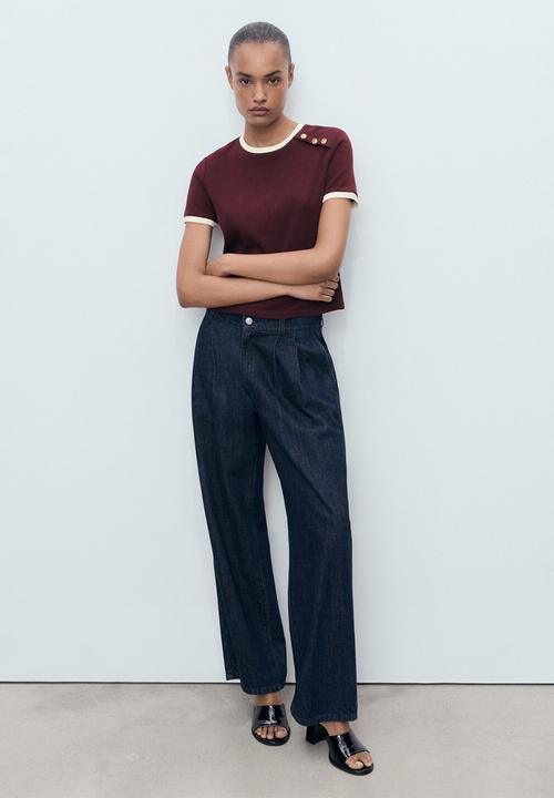 MANGO - T-shirt pirti -  dark red