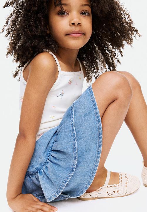 H&M - Tiered denim skirt - denim blue 