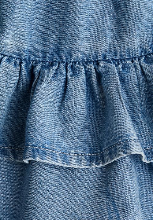 H&M - Tiered denim skirt - denim blue 