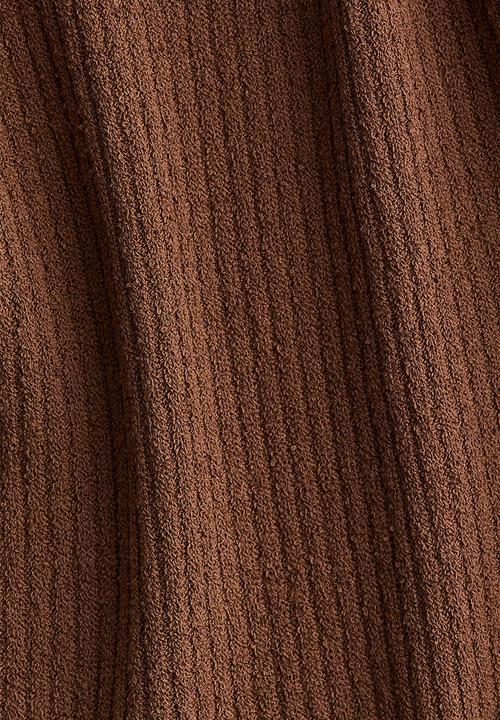 H&M - Rib-knit off-the-shoulder top - brown